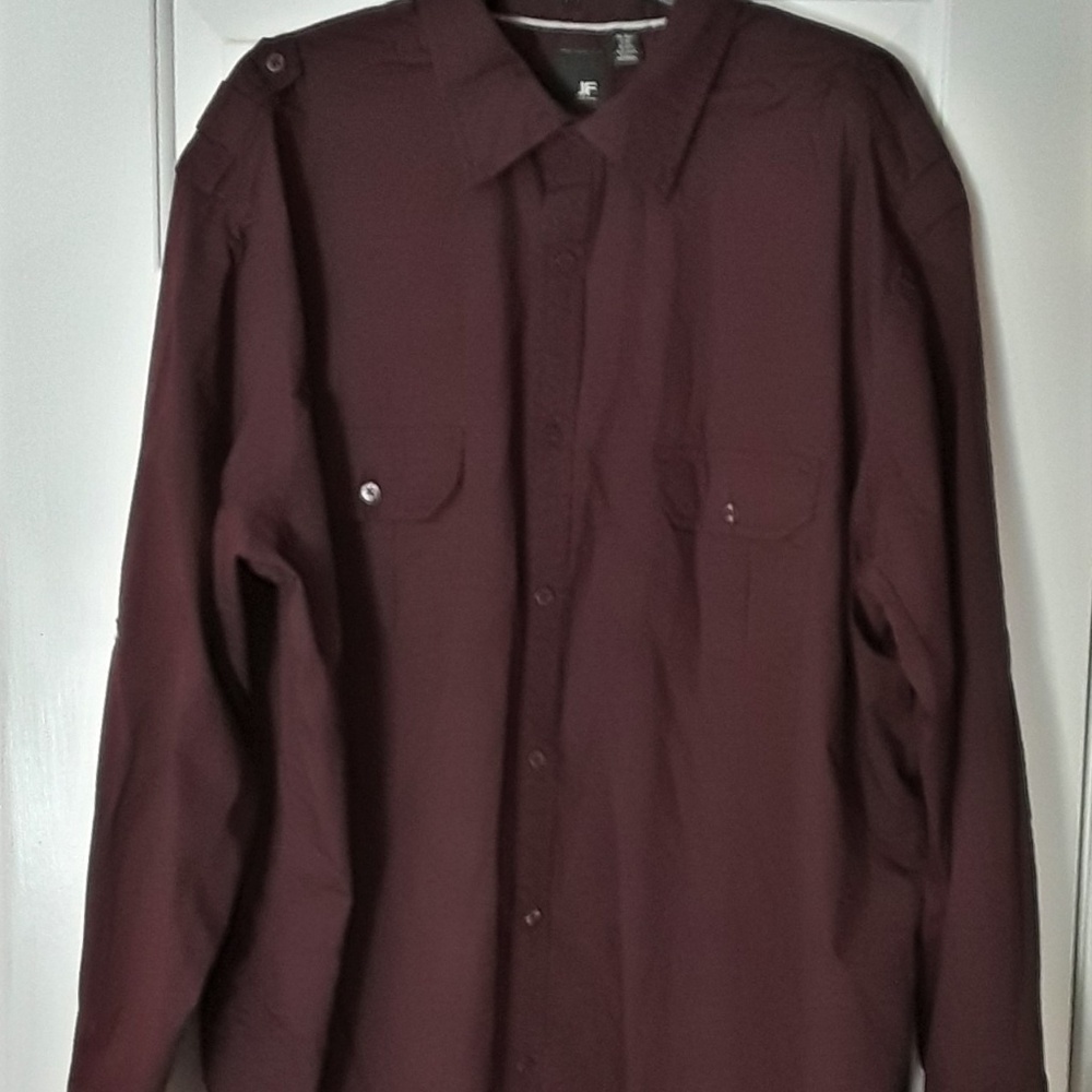 JF Deep Maroon Dress Shirt 2XLT